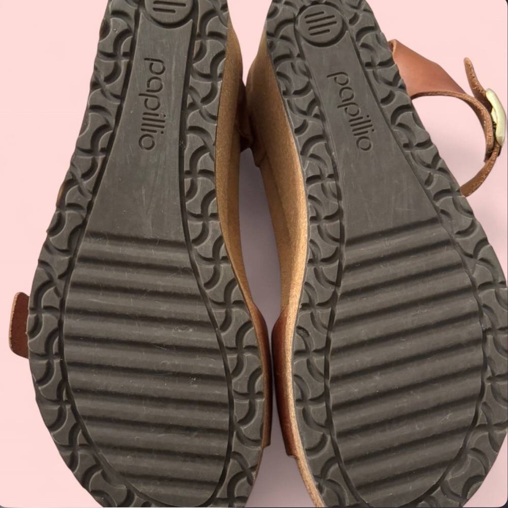 ✌🏾Papillio by Birkenstock Leather Wedge Sandals Size 41 Brown Cork Platform - Picture 5 of 7